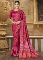 Gaji Silk Red Festival Wear Handwork Saree